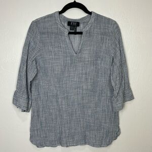 FDJ French Dressing Jeans 3/4 Sleeves Textured Top Blouse Size 8